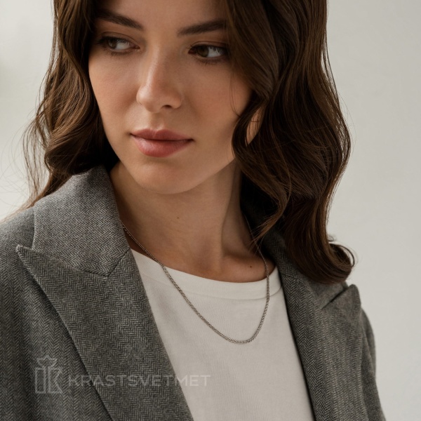 Цепь из белого золота 585, плетение «Ромб двойной»